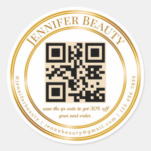 elegantes qr-Code-Business Gold-Skript stilvoll Runder Aufkleber