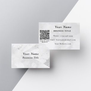Elegantes QR-Code-Design mit weißem Marmor Visitenkarte