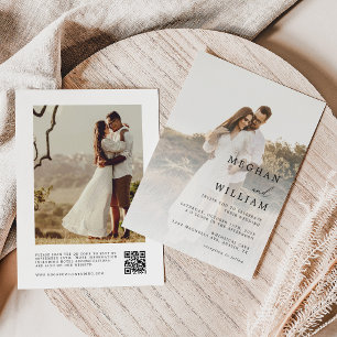 Elegantes QR Code Foto Hochzeit Einladung