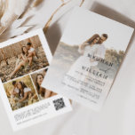 Elegantes QR Code Foto Hochzeit Einladung<br><div class="desc">Unsere Einladungen vereinen den zeitlosen Charme der traditionellen Hochzeitsfeiern mit dem Komfort moderner Technologie. Mit einem atemberaubenden Collage Design, das es Ihnen ermöglicht, nicht nur einen, nicht zwei, sondern drei Ihrer beliebtesten Momente zu präsentieren, fügen unsere Einladungen Ihrem besonderen Tag eine persönliche Touch hinzu. Mit einem nahtlos integrierten QR-Code können...</div>