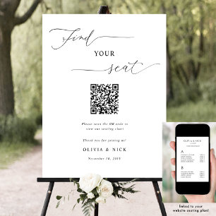 Elegantes QR Code Hochzeitsplanzeichen Poster