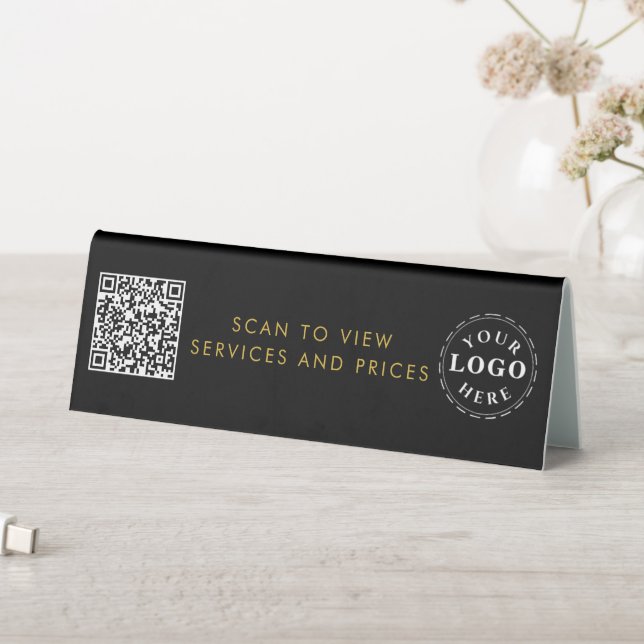 Elegantes QR-Code-Tabellenzeichen mit Ihrem Firmen Tischaufsteller (In Situ (Tisch))