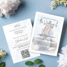 Elegantes QR Code UAWG Foto Blue Floral Einfach