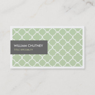 Elegantes Quatrefolienmuster in Chic Lime Green Visitenkarte