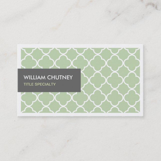 Elegantes Quatrefolienmuster in Chic Lime Green Visitenkarte (Vorderseite)