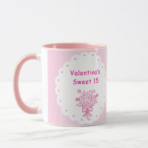 Elegantes Quinceañera-Blumenbouquet   Rosa & Weiß Tasse