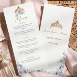 Elegantes Quinceanera Gold Tiara Blumenmenü Menükarte