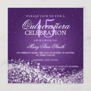 Elegantes Quinceanera Party-funkelnde Welle 2 lila Einladung