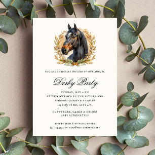 Elegantes Race Watercolor Wreath Derby Party Einladung