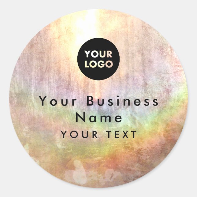 Elegantes Rainbow Beige Tan Business-Logo Runder Aufkleber (Vorderseite)
