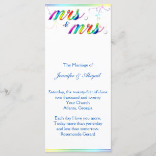 Elegantes Rainbow Floral Gay Wedding Program Programm