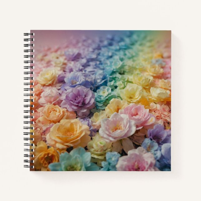 Elegantes Rainbow Floral Spiral einzigartiges Note Notizbuch (Vorderseite)
