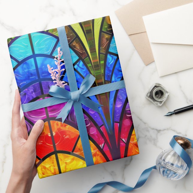 Elegantes Rainbow-gestanztes Glasmuster Geschenkpapier (Schenken)