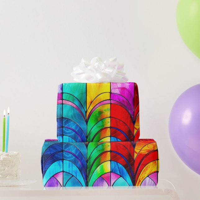 Elegantes Rainbow-gestanztes Glasmuster Geschenkpapier (Partygeschenke)