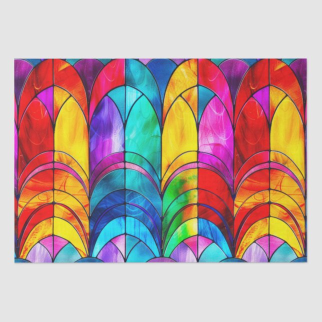 Elegantes Rainbow-gestanztes Glasmuster Seidenpapier (Vorderseite)