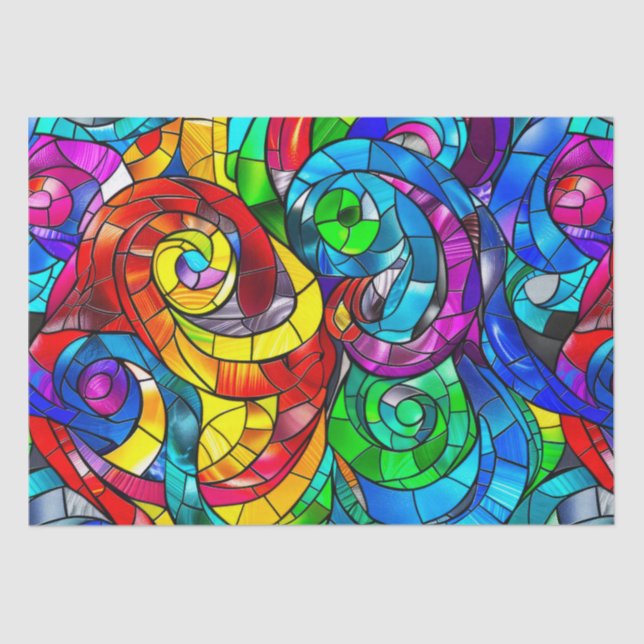 Elegantes Rainbow-gestanztes Glasmuster Seidenpapier (Vorderseite)