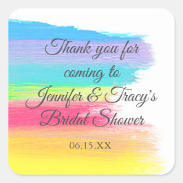 Elegantes Rainbow Personalisiertes lesbisches Brau Quadratischer Aufkleber
