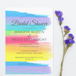 Elegantes Rainbow Two Brides Lesbian Brautparty Einladung