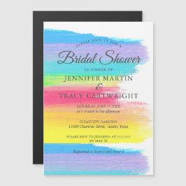 Elegantes Rainbow Two Brides Lesbian Brautparty Magneteinladung