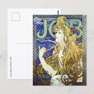 Elegantes Rauchen, Job von Alphonse Mucha Art Nouv Postkarte