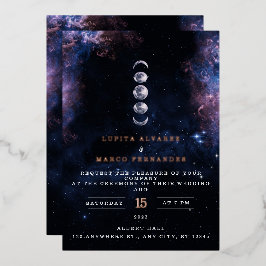 Elegantes Raumthema Astronomie Montag Hochzeit Ein Folieneinladung