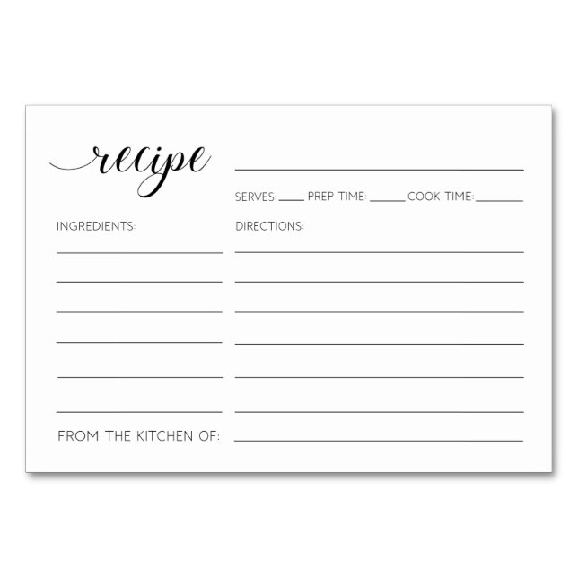 Elegantes Recipe Cards Brautparty Tischnummer (Vorderseite)