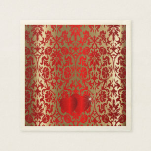 Elegantes Red and Gold Damask Muster Serviette