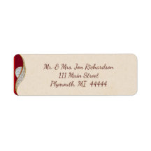 Elegantes Red and Gold Sparkle Adressetikett