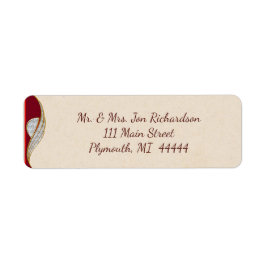 Elegantes Red and Gold Sparkle Adressetikett