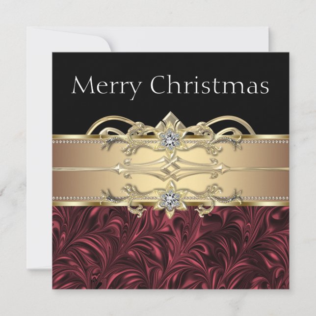 Elegantes Red Black Gold Weihnachts-Party Einladung (Vorderseite)