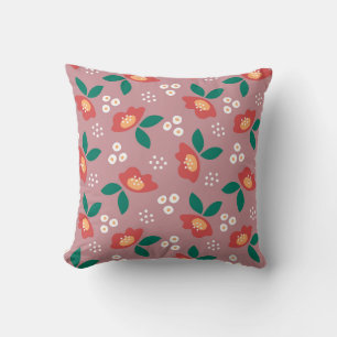 Elegantes Red Blossom Muster Kissen