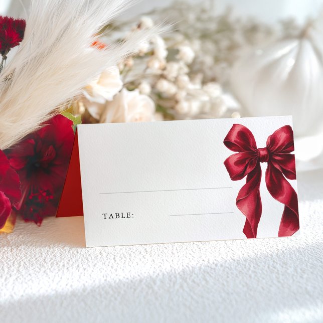 Elegantes Red Bow-Brautparty Platzkarte (Red Bow Place Cards)