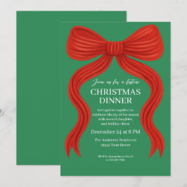 Elegantes Red Bow Christmas Party - Einladung