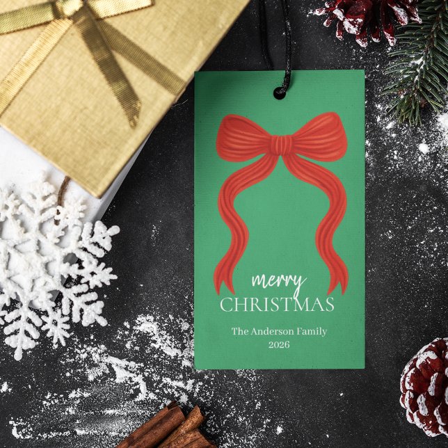 Elegantes Red Bow Christmas Party - Geschenkanhänger (Von Creator hochgeladen)