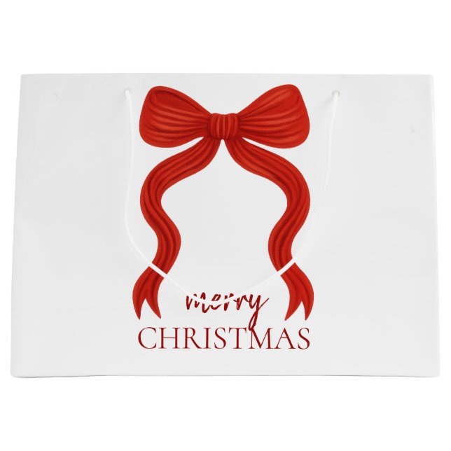 Elegantes Red Bow Christmas Party - Große Geschenktüte (Vorderseite)