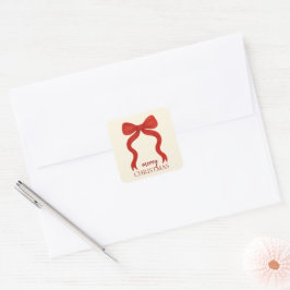 Elegantes Red Bow Christmas Party - Quadratischer Aufkleber