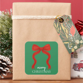 Elegantes Red Bow Christmas Party - Quadratischer Aufkleber