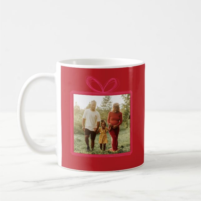 Elegantes Red Bow "Happy Holidays" Weihnachts-Foto Kaffeetasse (Links)
