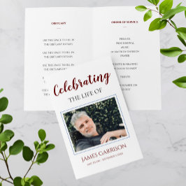 Elegantes Red Celebration of Life Memorial Program Flyer