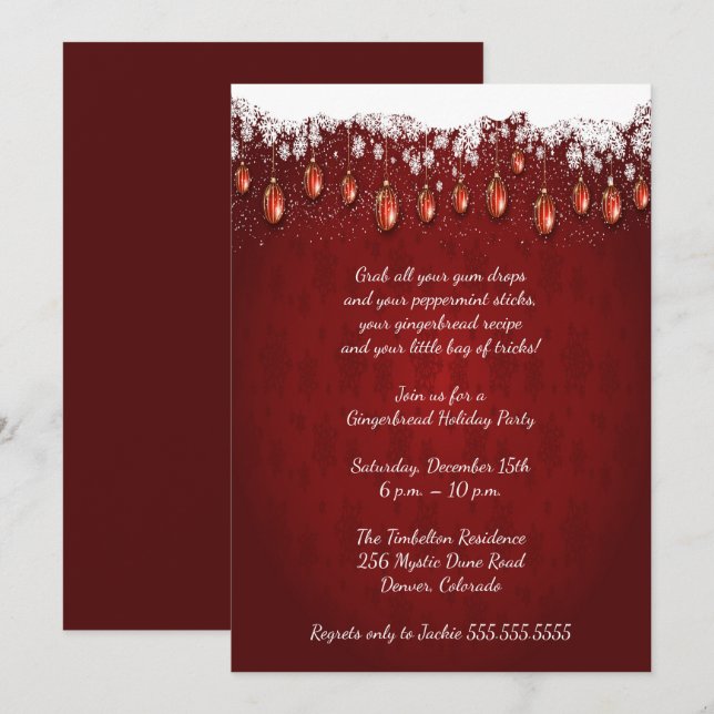Elegantes Red Christmas Party Einladung (Vorne/Hinten)