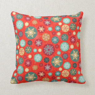 Elegantes Red Christmas Snowflake Retro Muster Kissen