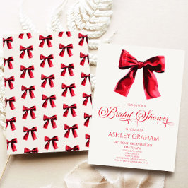 Elegantes Red Coquette Bow Brautparty Einladung