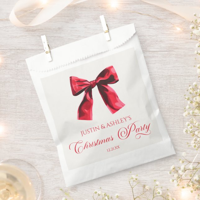 Elegantes Red Coquette Bow Weihnachts-Party Geschenktütchen (Ausgeschnitten)