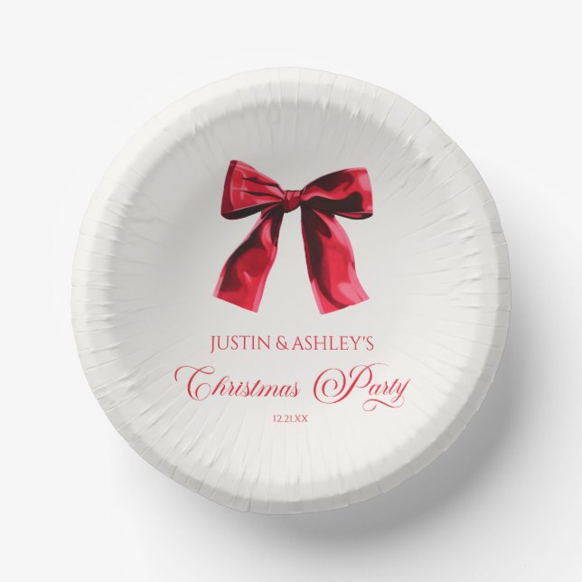 Elegantes Red Coquette Bow Weihnachts-Party Pappteller (Vorderseite)
