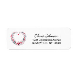 Elegantes Red Floral Heart Return Label