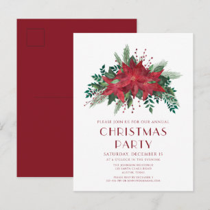 Elegantes Red Floral Poinsettia Weihnachtsfest Par Postkarte