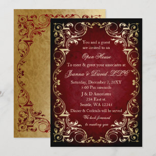 Elegantes Red Gold Business Corporate Party Einladung