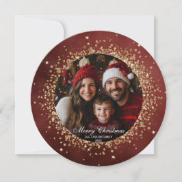 Elegantes Red Gold Glitzer Weihnachtsfamilie Foto