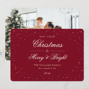 Elegantes Red Gold Stars Foto Weihnachten