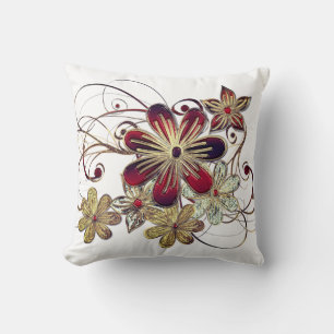 Elegantes Red Gold Ziersteine Design Kissen